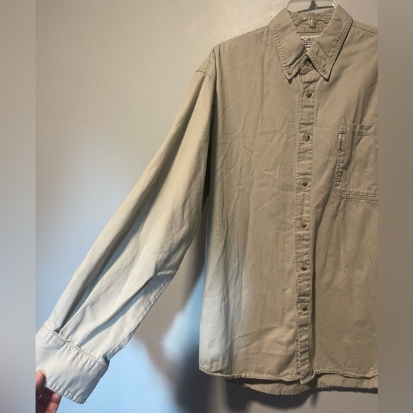 Columbia Men’s Long Sleeve Button Down Khaki Color Shirt Sz L - Picture 3 of 7